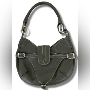 Chic Dark Green Leather Shoulder Bag